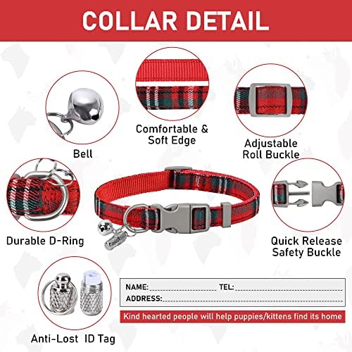 GAMUDA Dog Harness, Collar and Seat Belt Set, Vehicle Safety Harness, Retractable Adjustable Pet Seatbelts with Travel Strap and Carabiner for Most Cars (Red, XS)