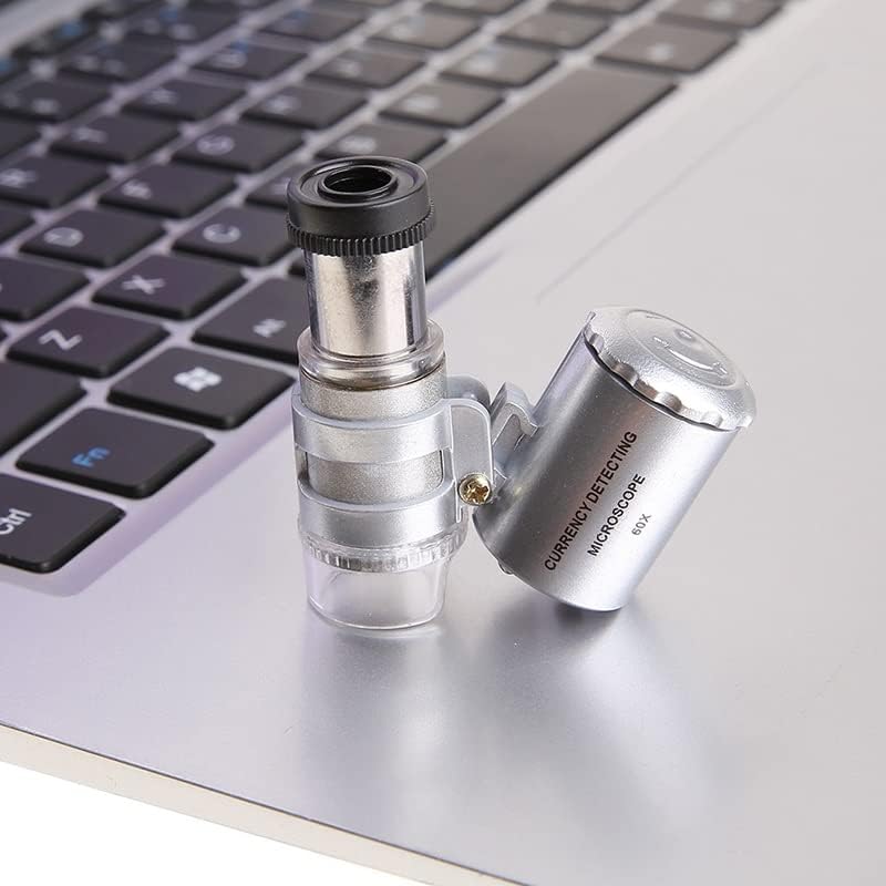Microscope Accessories Kit 60x Handheld Mini Pocket Microscope Loupe LED Light Microscope Slides