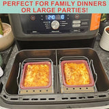 2 Packs Air Fryer Racks with 100pcs Liners for Ninja Foodi DZ401/ DZ201 and Other 8-10 QT Dual Air Fryer, Parchment Paper & Stainless Steel Toast Rack for Air Fryer 2 Basket Liners Accessories