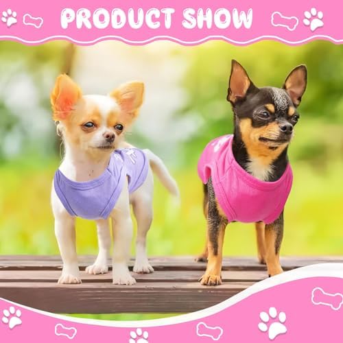 4 Pieces Dog Clothes for Small Dogs Girl Summer Soft Puppy Clothes Cute Chihuahua Teacup Dog Clothes Female Dog Shirts Breathable Pet Clothing Pink Girl Dog Clothes (XX-Small)