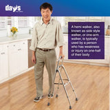 Days Hemi Walker, Mobility Aid for Elderly, Handicapped, Disabled users, One Arm or Hand Walker, Folding Walker, Aluminum Support Walker, Height Adjustable, Weight Capacity of Up to 300 Pounds