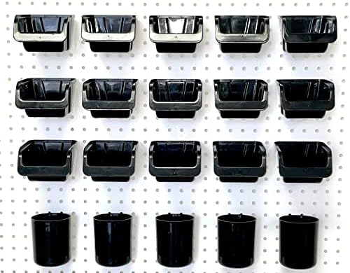 WallPeg MADE IN USA Pegboard Bins - Kit PB-20 - Hooks to Peg Board Panel Organize Hardware Arrange Accessories Workbench Tool Organizer Garage Storage