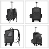 Wheeled Pet Carrier Backpack Pet Stroller, Travel Carrier, Car Seat for Small Dogs Cats Puppies, Comfort Cat Backpack Removable Rolling Wheels – Mesh Ventilation Windows (Black)