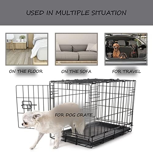 Washable Dog Bed Mat Reversible Dog Crate Pad Soft Fluffy Pet Kennel Beds Dog Sleeping Mattress for Large Jumbo Medium Small Dogs, 41 x 27 Inch, Gray