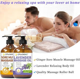 Valentines Day Gifts for Him Her,Gift for Women Men,Massage Oil for Massage Therapy,Lymphatic Drainage-Ginger Oil Sore Muscle Arnica Oil &Lavender Oil Relaxing Massage Oils for Date Night,Massage Ball