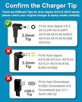 Replacement for Acer Laptop Charger Aspire 3 Aspire 5 Series A315 A515 A315-24P A315-24PT A315-59 A515-46 A515-45 A515-54 N20C5 N15Q9 A315-24P-R7VH AG15-31P-3947
