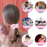 Satin Scrunchies Set of 12 - Elastic Silk Bubble for Girls, Pink Hair Accessories and Valentine's Day Gifts
