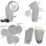 SENIOR ICARE Knee Warmers, Elastic Cotton Knee Sleeves - For Women, Men, Circulation Improvement and Joint Pain Relief for Arthritis Knees, Knitted Binchotan Charcoal Yarn, One Pair, Made in Japan