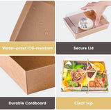 50 Pack 7x5 Charcuterie Boxes with Clear Lids - To Go Paper Charcuterie Board with Lid, Disposable Food Containers for Desserts, Cookie, Food, Chocolate Strawberry, Charcuterie Accessories