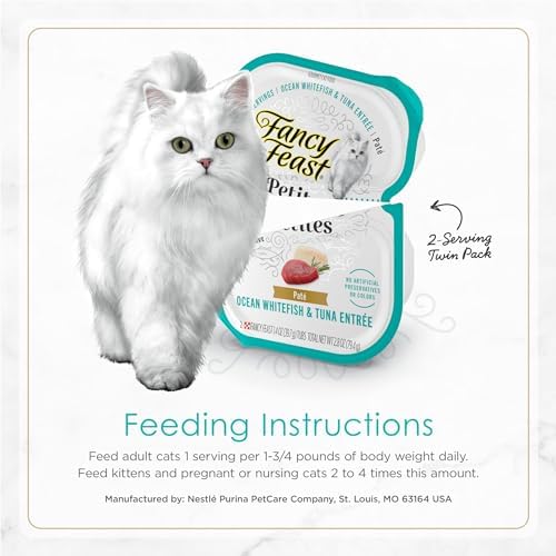 Purina Fancy Feast Gourmet Pate Wet Cat Food, Petites Ocean Whitefish & Tuna Entree - (Pack of 12) 2.8 oz. Tubs