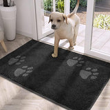 PURRUGS Dirt Trapper Door Mat 24" x 35.5", Non-Skid/Slip Machine Washable Microfiber Entrance Rug, Shoes Scraper, Dog Doormat, Super Absorbent Floor Mat for Muddy Wet Shoes and Paws, Charcoal
