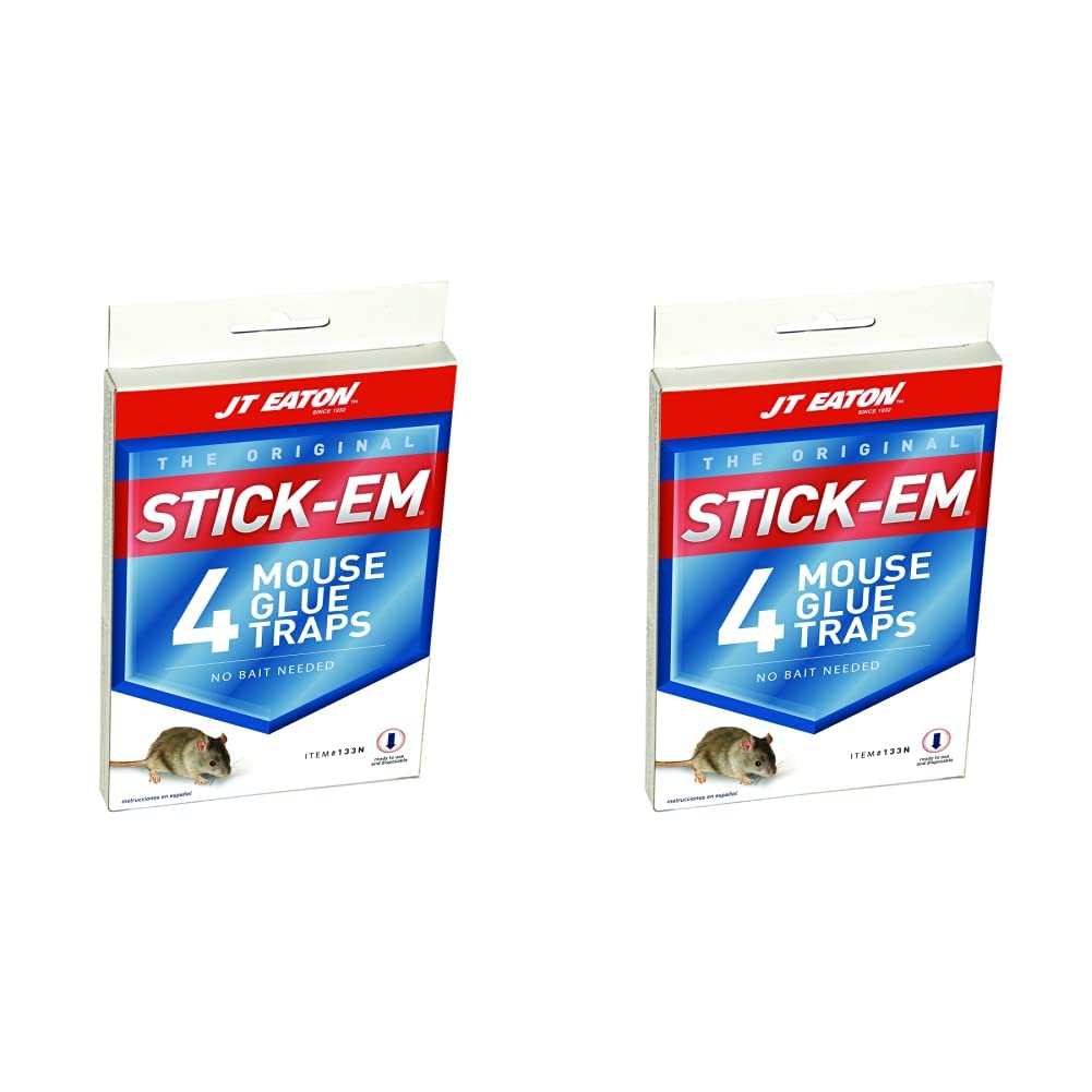 JT Eaton 133N Stick Em Glue Mouse Trap, Set of 4 (Pack of 2)