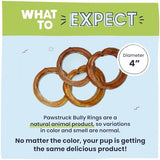 Pawstruck All-Natural 4" Bully Stick Rings for Dogs - Rawhide-Free, 100% Beef, Single Ingredient Dental Chew Bones - Fully Digestible, Low Odor - 3 Pack - Packaging May Vary