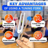 432 Hz Tuning Fork - Chakra Tuning Forks Set with Cleaning Cloth and Bag Sound Diapason Tunning Fork Music Tuning Accessories - Chakra Tuning Fork
