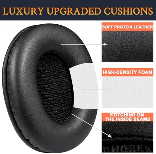 SOULWIT Earpads Replacement for Sony MDR-7506 MDR-V6 MDR-V7 MDR-CD900ST Monitor Headphones, Ear Pads Cushions with Softer High-Density Foam - 7506 PL Black