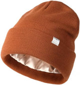 YANIBEST Womens Satin Lined Knit Beanie Hat Acrylic Winter Hats for Women Men Silk Lining Soft Slouchy Warm Cuffed Beanie Hat