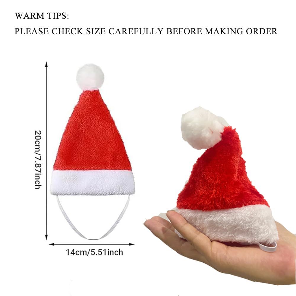 Beiabang 10 Pcs Dog Cat Pet Santa Hat Christmas Pet Costumes Santa Hat Pet Christmas Photo Props for Puppy Kitten Small Cats Dog