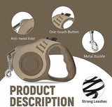 Retractable Dog Leash Automatic Telescopic Tractor Dog Tape, Pet Tape 10/16 FT Durable and Convenient, with Folding Bowl, Dispenser, Rubbish Bags, Suitable for Small and Medium Dogs