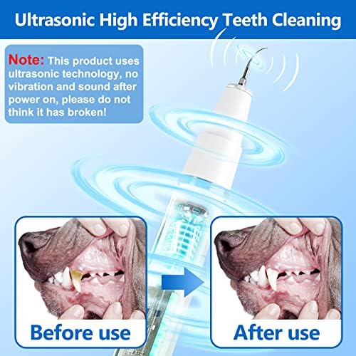 Dog Plaque Remover for Teeth，Pet Ultrasonic Tooth Cleaner，Teeth Cleaning Kit -Tartar Remover for Teeth Stains for Dogs and Cats (White)