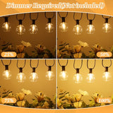 100ft Outdoor G50 LED Globe String Lights Dimmable Waterproof Shatterproof Light Strings with 52 Bulbs Connectable Commercial Hanging Lights for Christmas Patio House Backyard Balcony Party