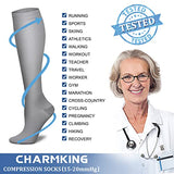 CHARMKING Compression Socks for Women & Men (8 Pairs) 15-20 mmHg Graduated Copper Support Socks are Best for Pregnant, Nurses - Boost Performance, Circulation, Knee High & Wide Calf (L/XL, Multi 44)