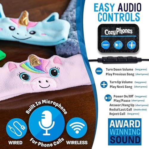 Toddler Headphones Wireless, Kids Bluetooth Earphones, Safe Volume - Wired School Headphones for Kids with 3.5 MM Jack and Travel Bag - Toddler Airplane Accessories for Boys & Girls - Fox