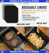 Accessories for Ninja Dual 2 Basket Air Fryer 10 QT DZ401 & 8 QT DZ201, Racks for Foodi Dual Zone, Reusable Liner Sheets for Double Airfryer, 9pcs Kitchen Accessory Set with Recipe Book by INFRAOVENS