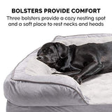 Furhaven Orthopedic Dog Bed for Medium/Small Dogs w/ Removable Bolsters & Washable Cover, For Dogs Up to 35 lbs - Plush & Velvet Waves Perfect Comfort Sofa - Granite Gray, Medium