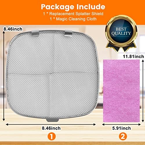 Stainless Steel Splatter Shield for Ninja Foodi AG301, Air Fryer Replacement Parts Accessories Fine Mesh Splatter Screen for Ninja Foodi 5 in1 Indoor Grill Air Fryer AG300,AG300C,AG301C,AG302,AG400