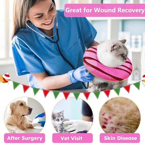 Cat Cone Collar Soft, Cat Recovery Collar for Wound Healing Cute Cat Adjustable Cat Cones to Stop Licking Comfortable Lightweight Neck Elizabethan Collars for Cats Purple