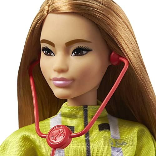 Barbie Careers Fashion Doll & Accessories, Paramedic with Petite Body Type Wearing Removable Uniform with Medical Bag & Stethoscope