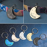 Anavia Starry Sky Theme Pet ID Tags in Half Moon & Star Shape, Personalized Dog Name Tag Cat Tag, Glossy Stainless Steel Gold Plated Black Rainbow Dog Collar Tag (Large, Moon Shape, Rainbow)