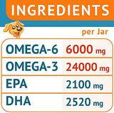 Omega 3 Alaskan Fish Oil Treats for Dogs (360 Ct) - Dry & Itchy Skin Relief + Allergy Support - Shiny Coats - EPA&DHA Fatty Acids - Natural Salmon Oil Chews - Hip & Joint Support - Salmon Flavor