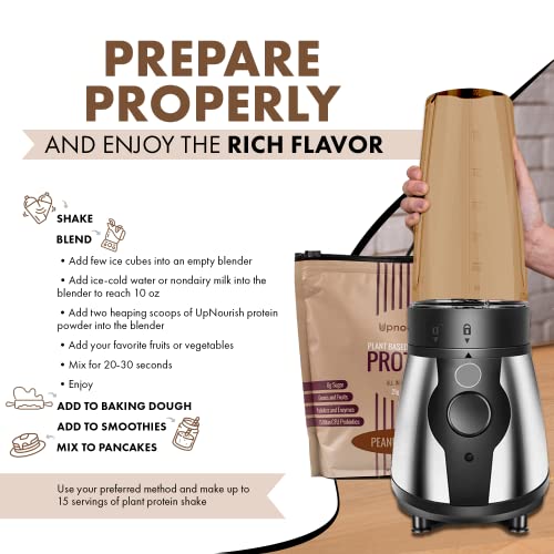 UpNourish Plant-Based Protein Meal Replacement Shake! Keto, Vegan-Friendly Lifestyles. Gluten & Dairy-Free Smoothie with Essential Vitamins, Minerals, and Low Carbs - Peanut Butter, 15 Servings