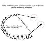 WantGor Metal Headbands, 2 Pack Fashion Unisex Black Hairband Spring Wave Non Slip Sports Headwear Hair Hoop Hair Accessories (2 Pack)