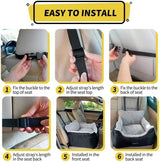 BurgeonNest Dog Car Seat for Small Dogs, Fully Detachable and Washable Cat Carseats Under 25 lbs, Soft Pet Booster Seats with Storage Pockets and Clip-On Leash Portable Car Travel Carrier Bed, Black