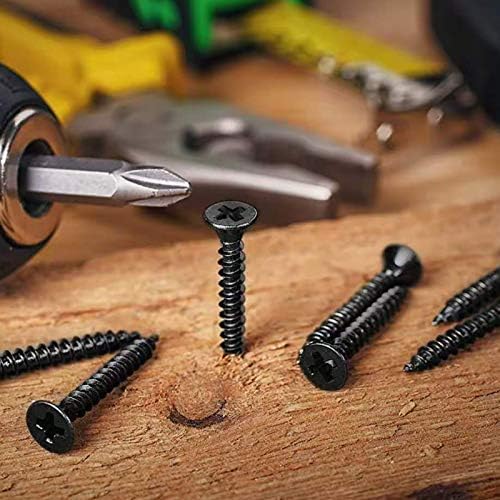 #8 x 2 Wood Screw 100PCS Black Phosphate Coated Stainless Flat Truss Head Fast Self Tapping Drywall Screws by SG TZH