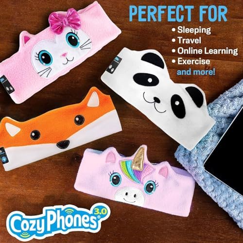 Toddler Headphones Wireless, Kids Bluetooth Earphones, Safe Volume - Wired School Headphones for Kids with 3.5 MM Jack and Travel Bag - Toddler Airplane Accessories for Boys & Girls - Fox