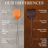 Hope Woodworking Leather Fly Swatter Set (1 Pack) – 17” Amish-Made Fly Swat w/Real Leather Paddle – Fly Swatters Multi Pack w/Metal Handle – Bug Swatter, Mosquito Swatter, Wasp Swatter (Chocolate)