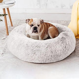 Love's cabin 24in Cat Beds for Indoor Cats - Cat Bed with Machine Washable, Waterproof, Non-Slip Bottom - Coffee Fluffy Dog and Cat Calming Cushion Bed for Joint-Relief and Sleep Improvement