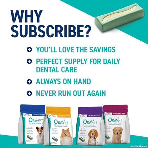 ORAVET Dental Chews for Dogs, Oral Care and Hygiene Chews (Small Dogs, 10-24 lbs.) Blue Pouch, 30 Count