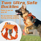 rabbitgoo Tactical Dog Harness for Large Dogs, No Pull Military Service Vest with Handle & Molle, Easy Control for Training Walking, Adjustable Reflective Straps, Orange, L