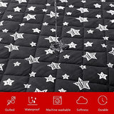 Waterproof Dog Bed Covers Replacement Washable Pet Hair Easy to Remove, Noiseless Quilted Puppy Pet Bed Cover Lovely Black Star Print 44x54 Inches, for Dog/Cat, Cover Only