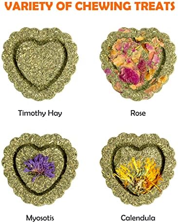Sofier 28Pcs Timothy Hay Treats Rabbit Toys Bunny Toys Guinea Pig Toys Natural Handmade Treats and Chews for Small Animals Hamster Chinchilla Rat Gerbil