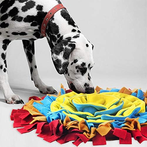 Pet Snuffle Mat for Dogs, Interactive Feed Game for Boredom, Encourages Natural Foraging Skills for Cats Dogs Bowl Travel Use, Dog Treat Dispenser Indoor Outdoor Stress Relief (red)
