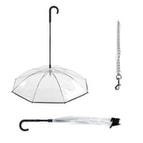ZEFOXETO Pet Dog Transparent Umbrella, Clear Folding Adjustable Leash, Keeps Pet Dry in Rain (Bending Hook)
