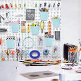 G.CORE Large Pegboard Cups Peg Board Storage Bin 6 Pack with Hooks, Square Box Shape Pegboard Cup Holder Accessories for Garage Workbench/Craft Room/Office/Playroom/Home Kitchen Organization (Blue)