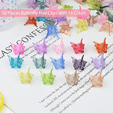 EAONE Sparkly Mini Butterfly Clips, Glitter Colorful Mini Hair Claw Clip for Girls and Women, 90s Y2K Cute Hair Styling Accessories, More than 10 Asscorted Colors, Set of 50