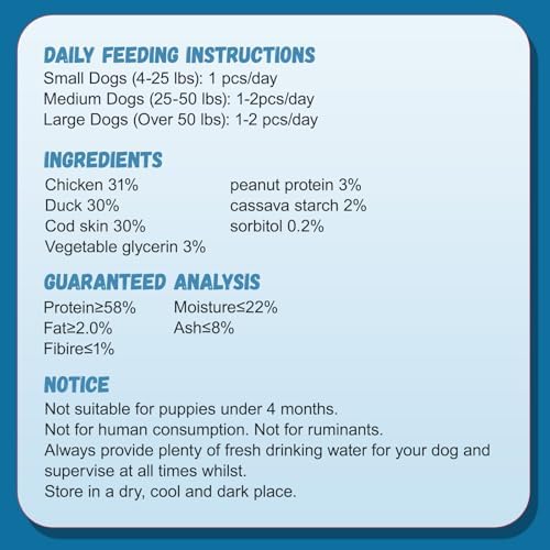 Chicken Duck Wrapped Cod Skin Sticks - Rawhide-Free, Grain-Free Dog Chewy Treats for Healthy Teeth and Coat - Training Treats for Small to Large Dogs - 9-10 Counts