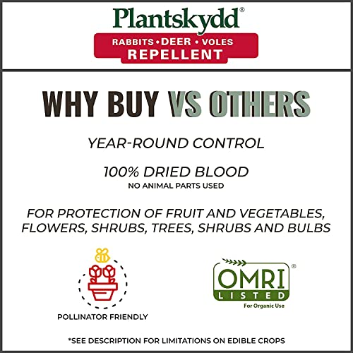 Plantskydd PS-VRD-3 Granular Animal Repellent for Deer, Rabbits and Voles, Also for Deer, elk, Moose, Hares, Voles, Squirrels, Chipmunks and Other Herbivores 3.5 LB Granular Shaker Jug (3.5 LB)
